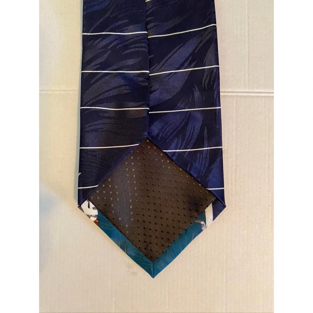 Museum Artifacts Mens Silk Tie Navy Blue Football Field Sports Novelty Print
